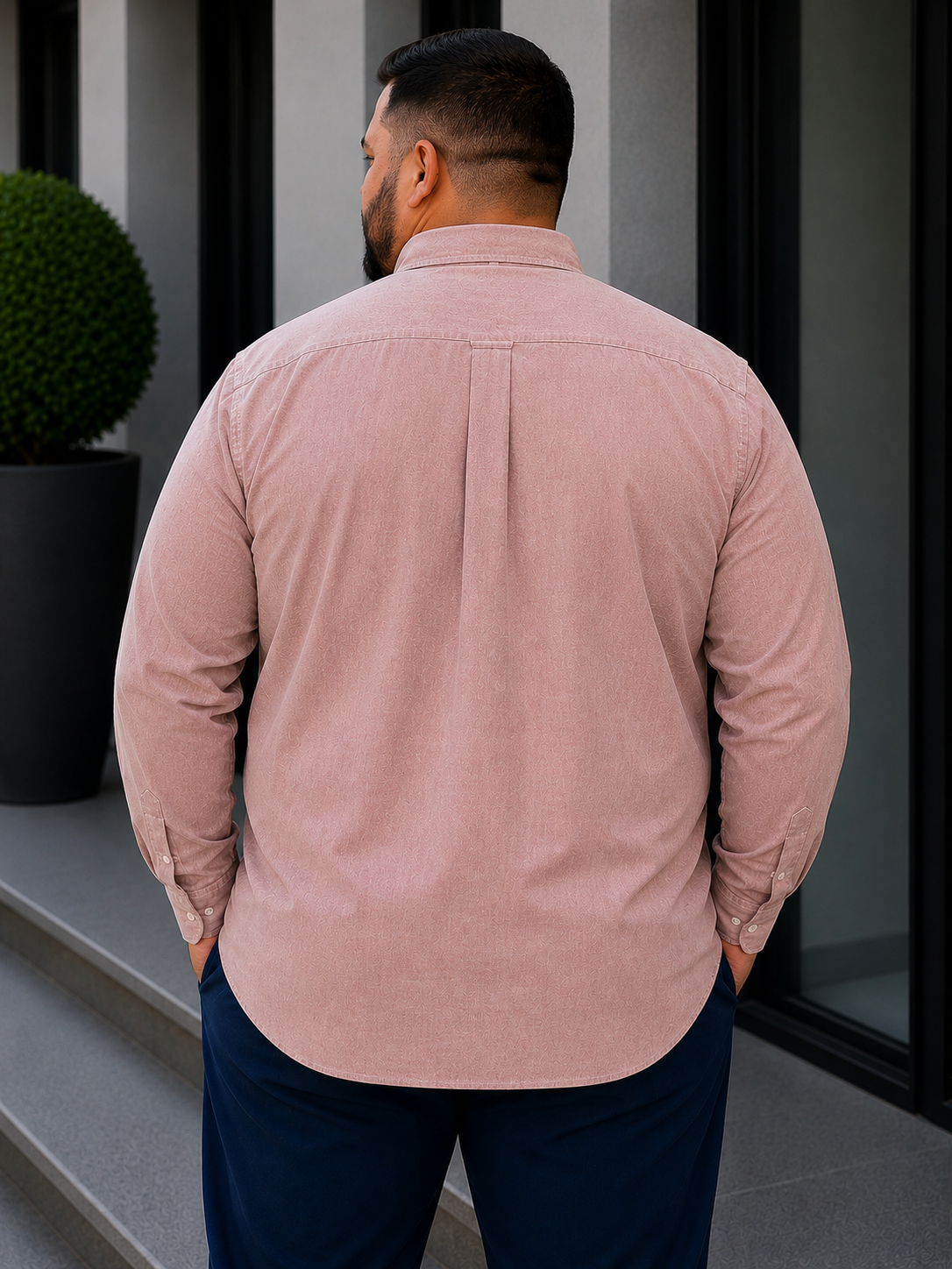 Ανδρικό σομόν πουκάμισο με γιακά Plus Size CA2523S φωτογραφία